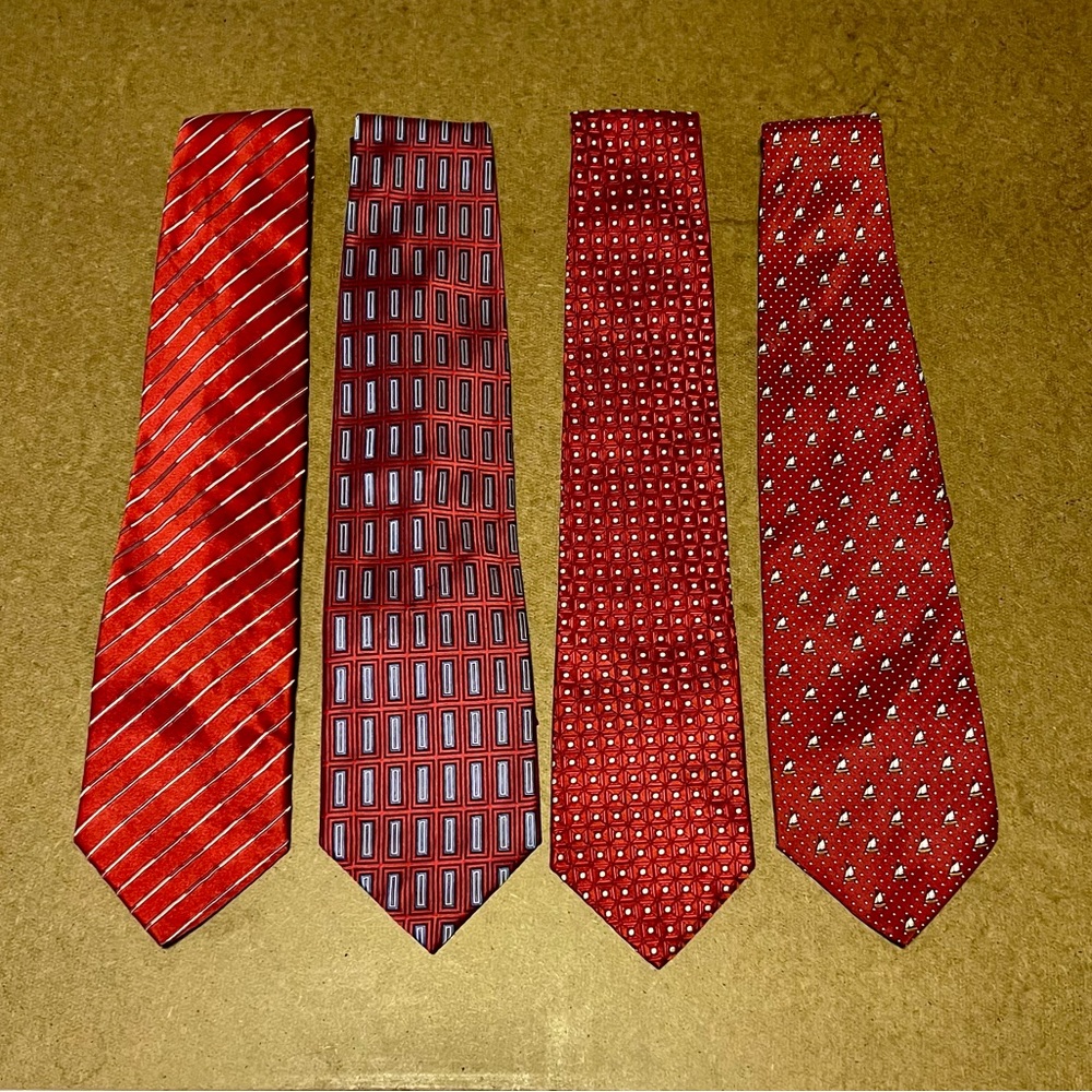 Lot of 4 Red Ties - Armani, Hilfiger